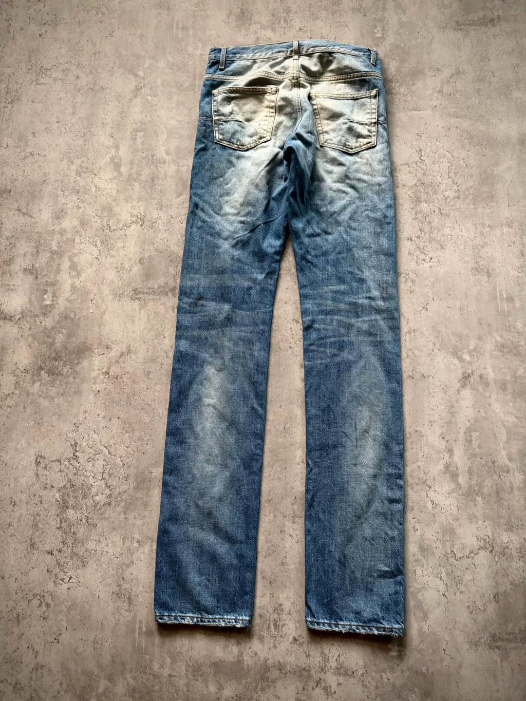 Dior Homme 11SS Blue Washed Distressed Dirty-Dye Jeans