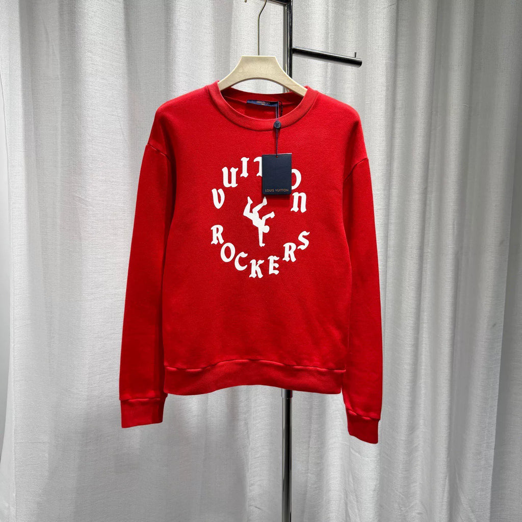Louis Vuitton Runway Print Logo Cotton Red Hoodie