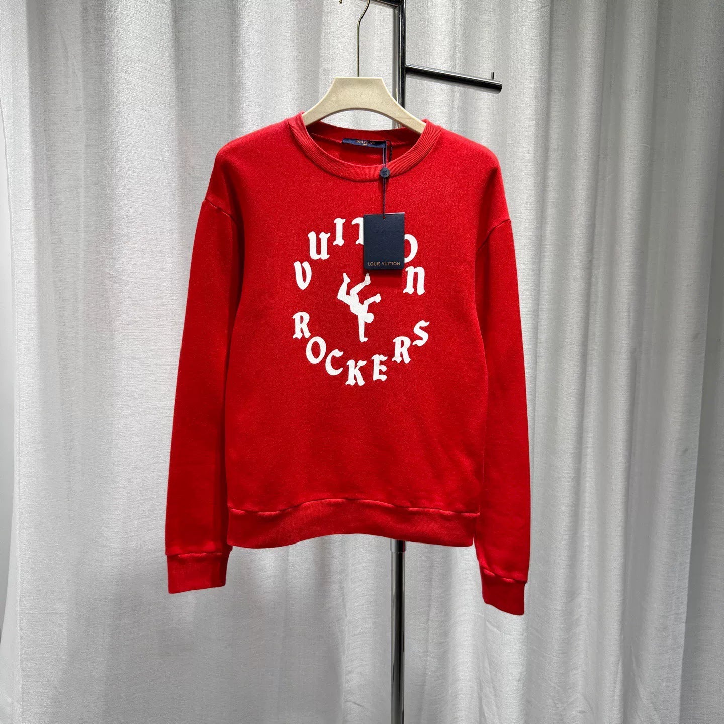 Louis Vuitton Runway Print Logo Cotton Red Hoodie