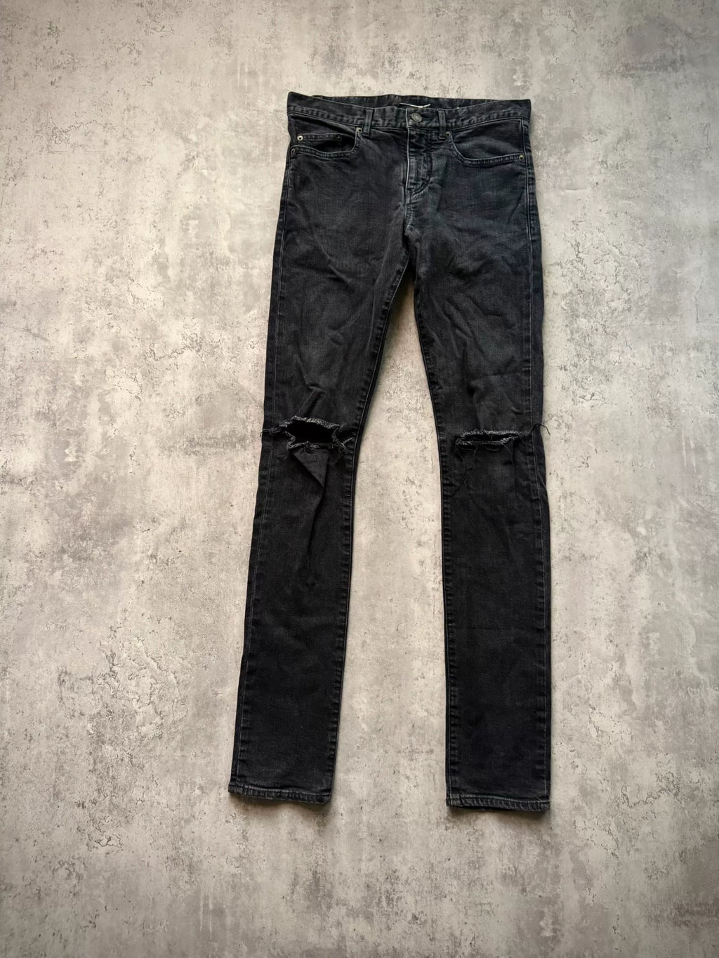 Saint Laurent Paris 14AW D02 Black Washed Distressed Jeans by Hedi Slimane