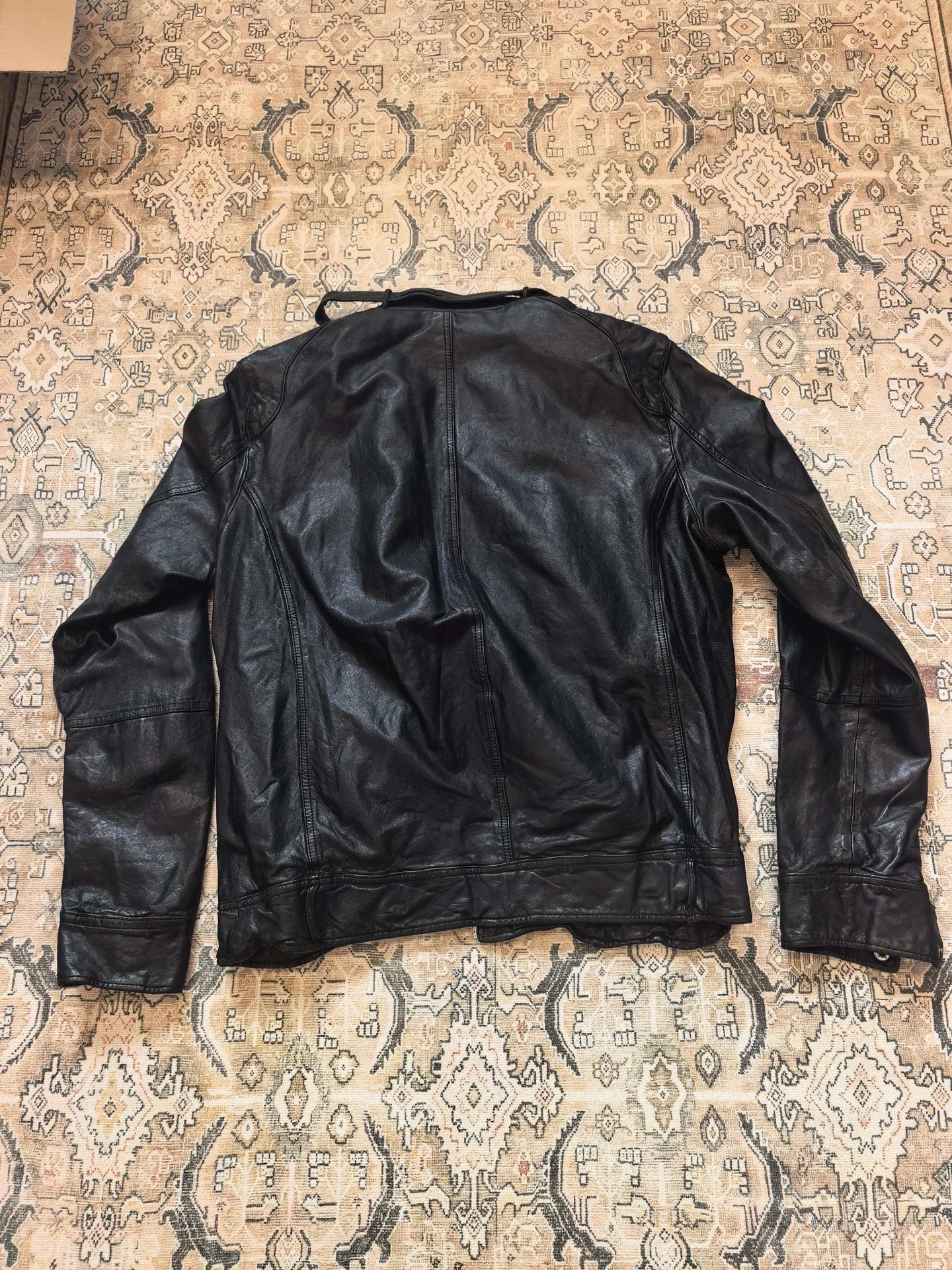 All Saints Black Sheepskin Multi Zip Leather Jacket