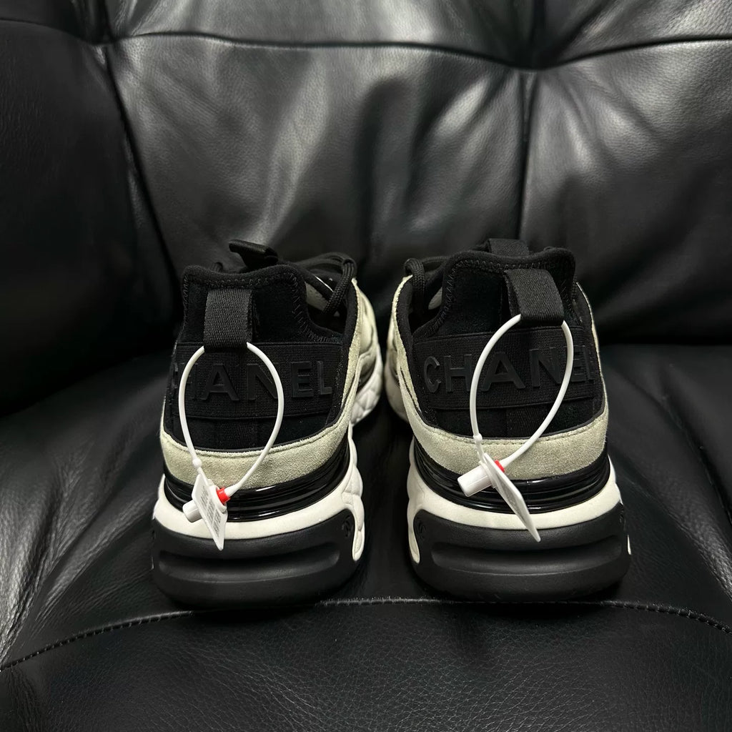 Chanel Suede Lace-Up Logo Low-Top Sneakers