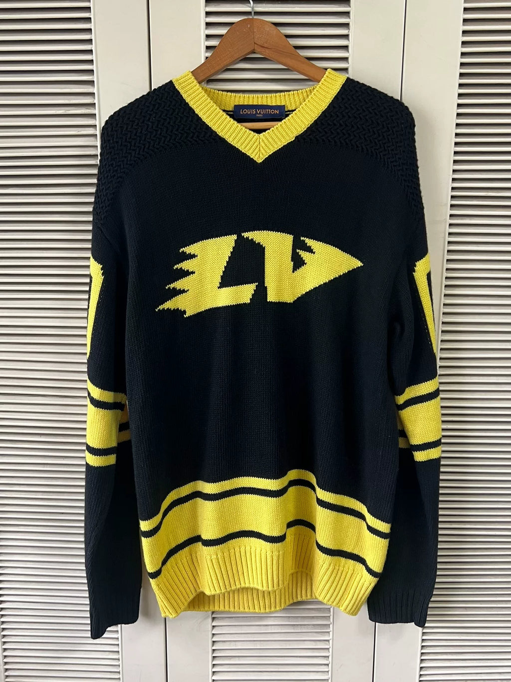 Louis Vuitton Black Yellow Flame Logo Sweater