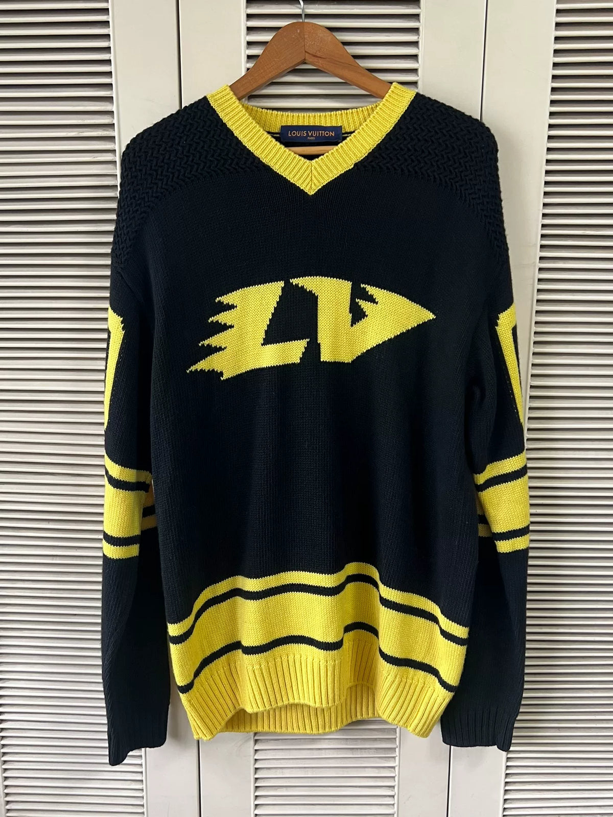 Louis Vuitton Black Yellow Flame Logo Sweater