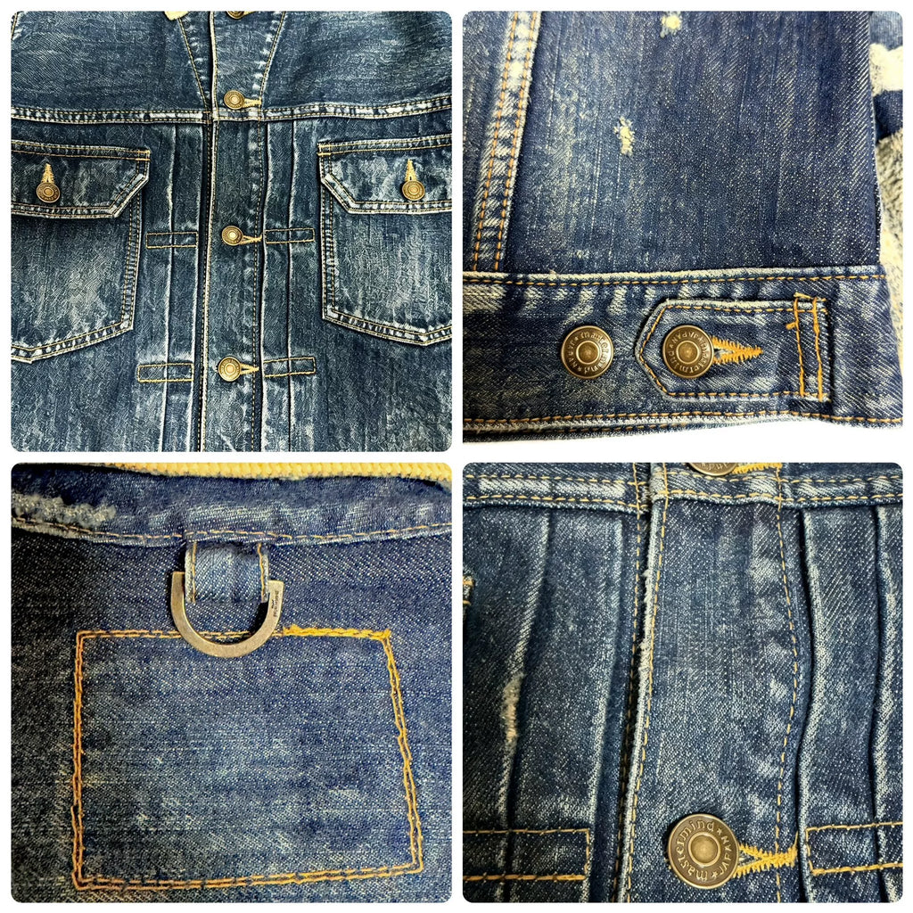 mastermind Japan AW10 Yellow Corduroy Collared Distressed Denim Jacket
