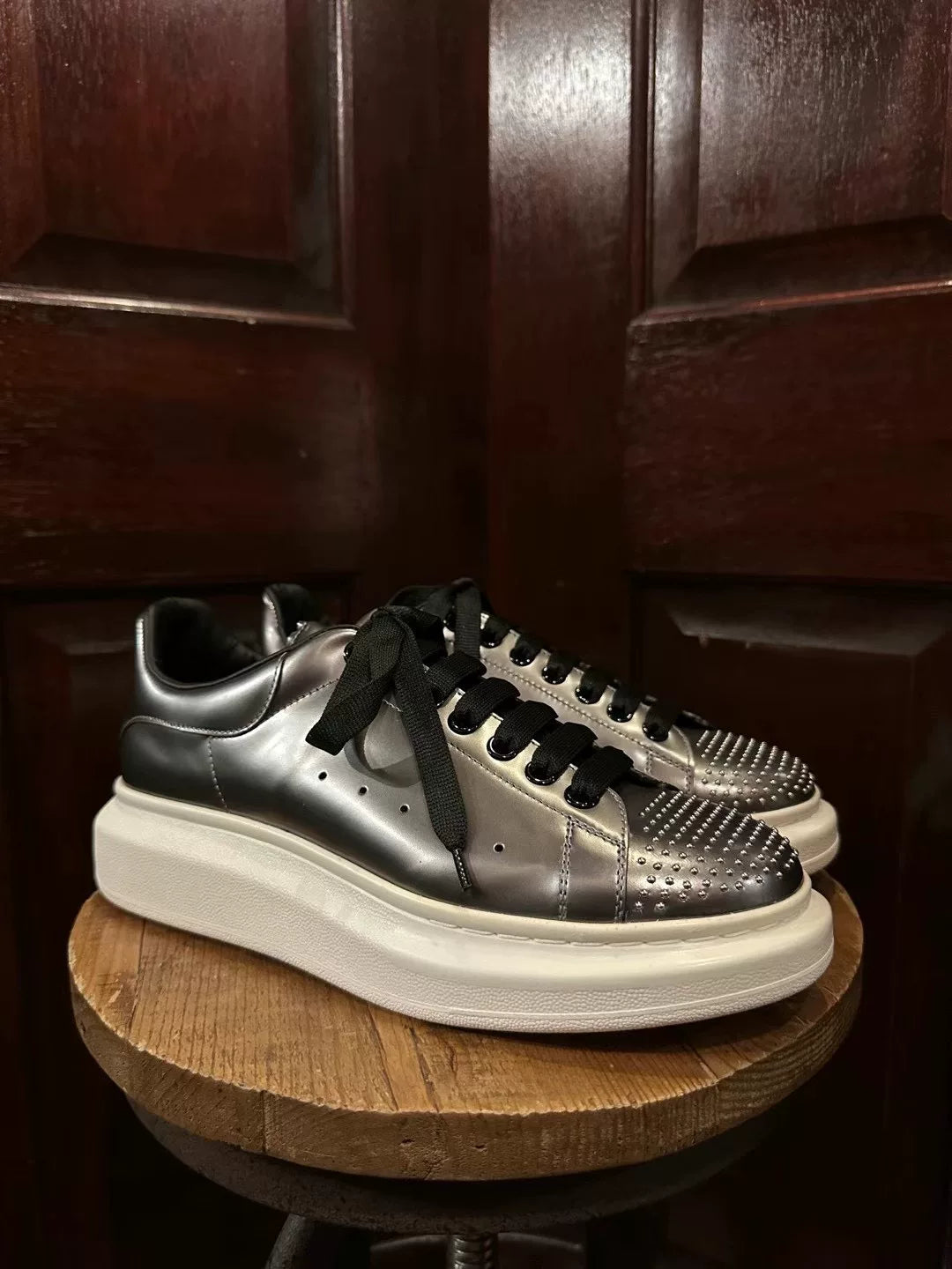 Alexander McQueen SS16 Silver Mirror Studded Sneakers
