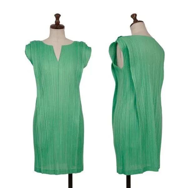 Issey Miyake Vintage Green Pleated Dress