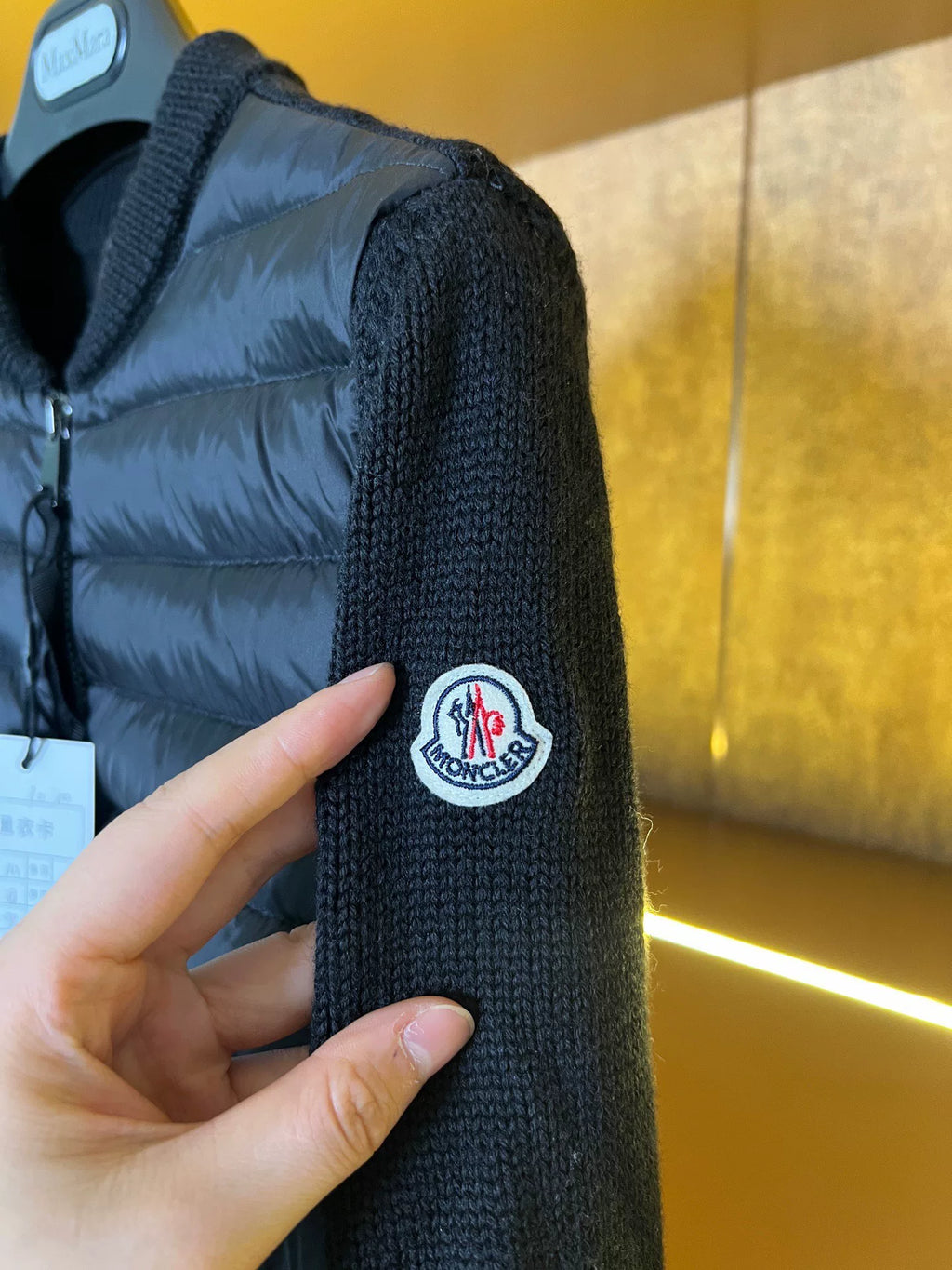 Moncler Knit-Panel Down Jacket