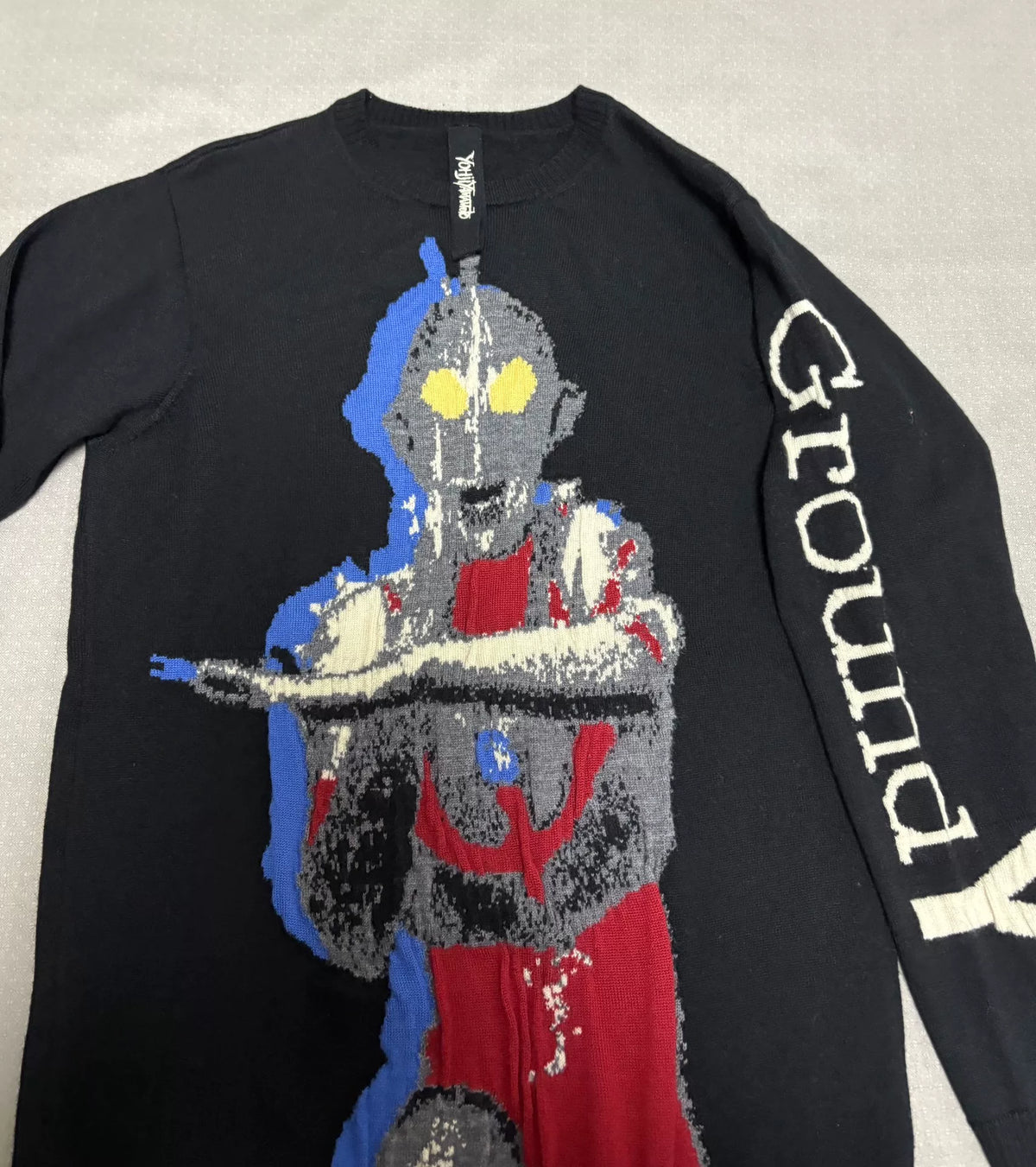 Yohji Yamamoto Groundy Knit Embroidered Pleated Sweater