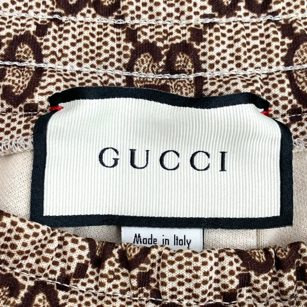 Gucci Ebony Double G Jacquard All-Over Print Drawstring Pleated Long Skirt