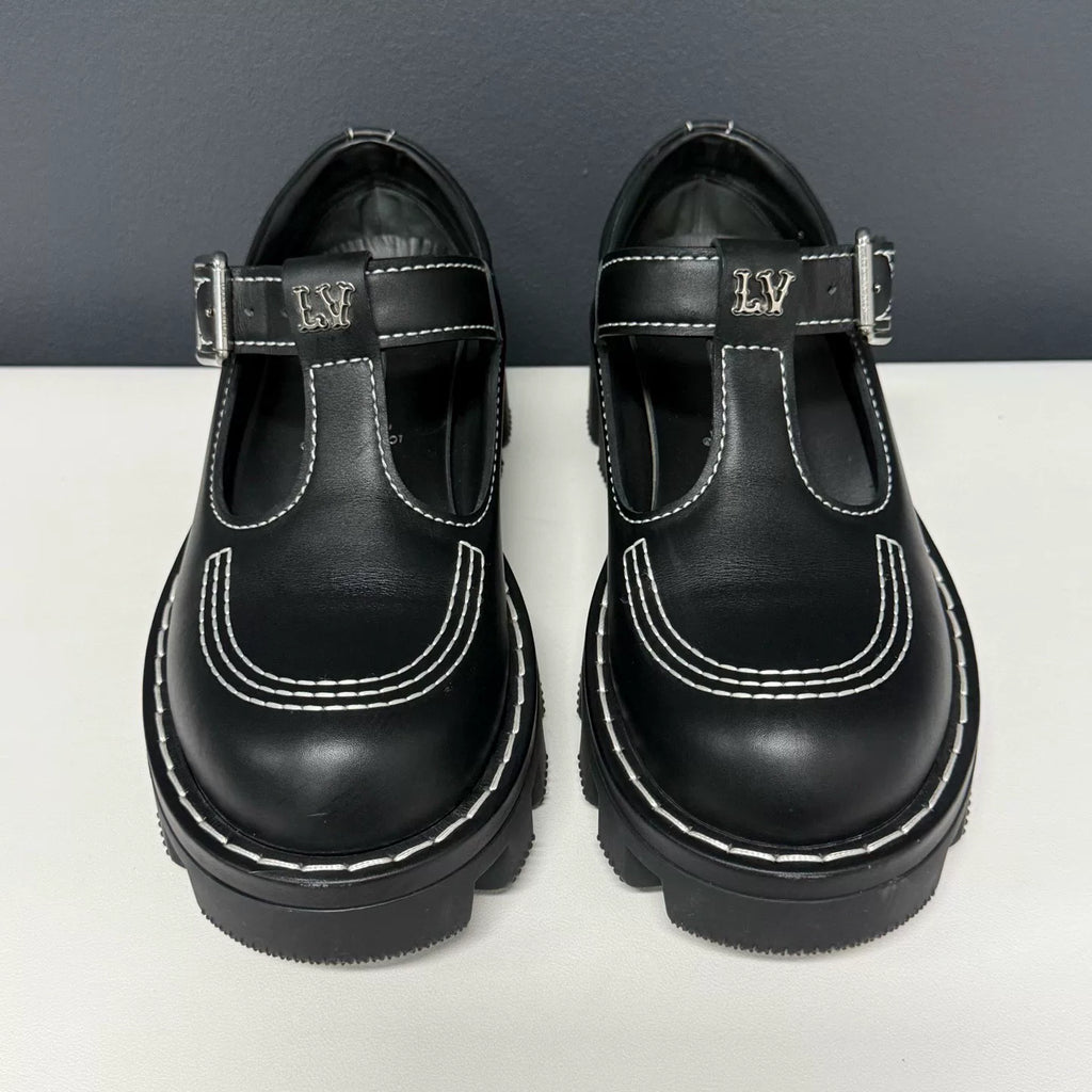Louis Vuitton Checker Platform Loafers Black Shoes