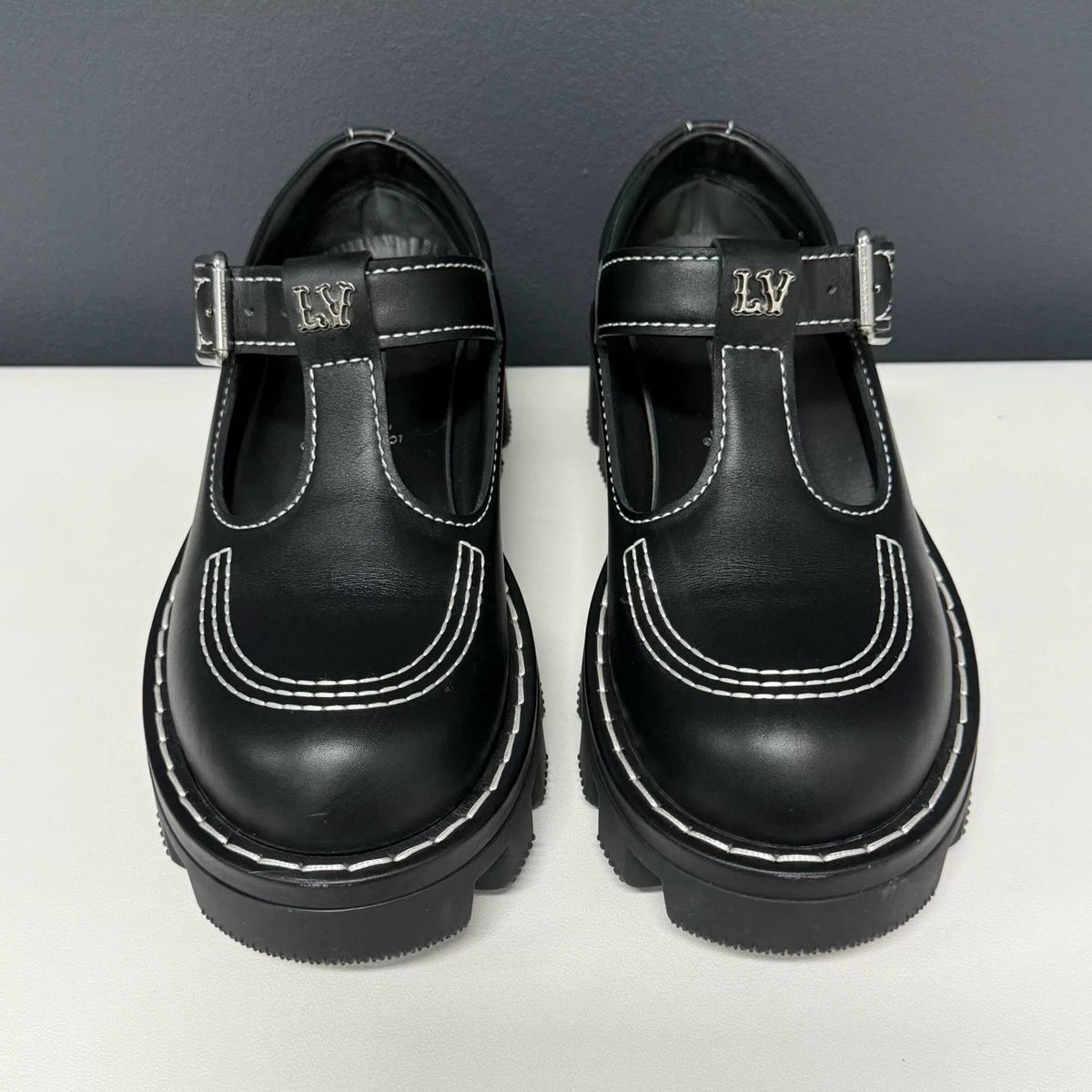 Louis Vuitton Checker Platform Loafers Black Shoes