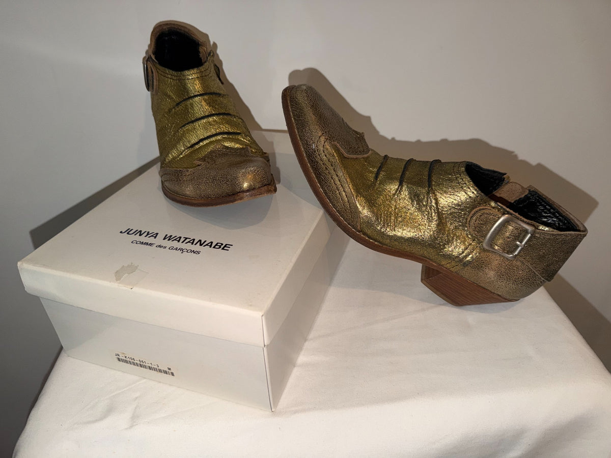 JUNYA WATANABE Pre-owned Leather Ankle Boots In Gold