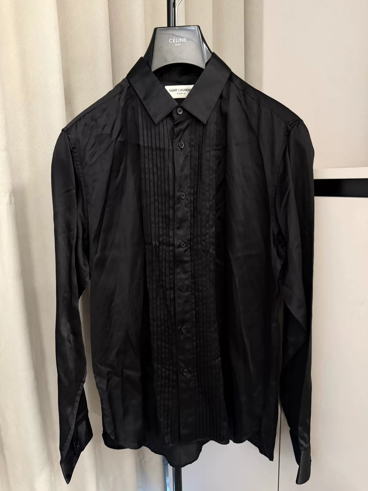Saint Laurent FW13 Pleated Silk Shirt by Hedi Slimane