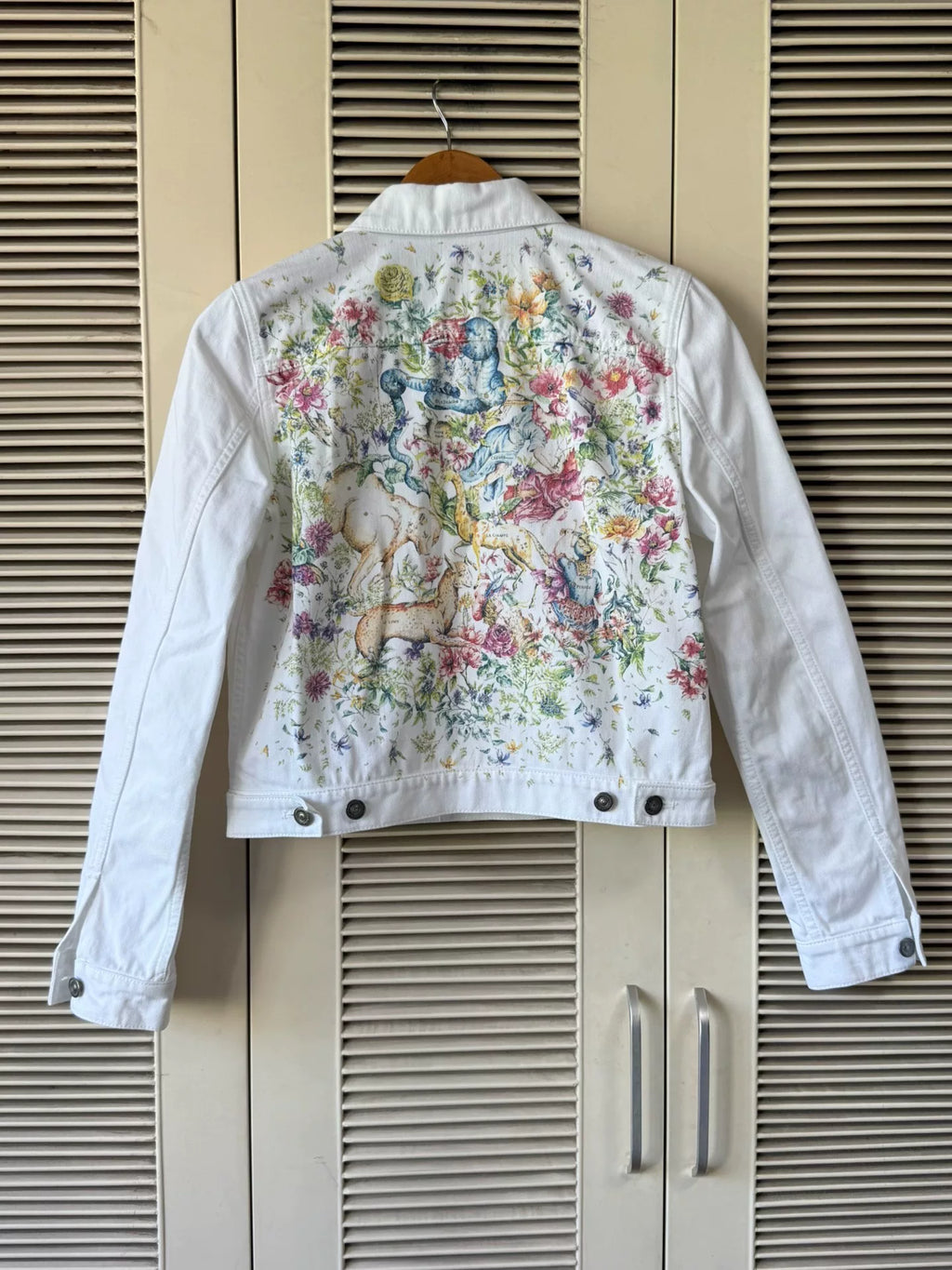 Dior Floral Cotton Embroidered White Denim Jacket