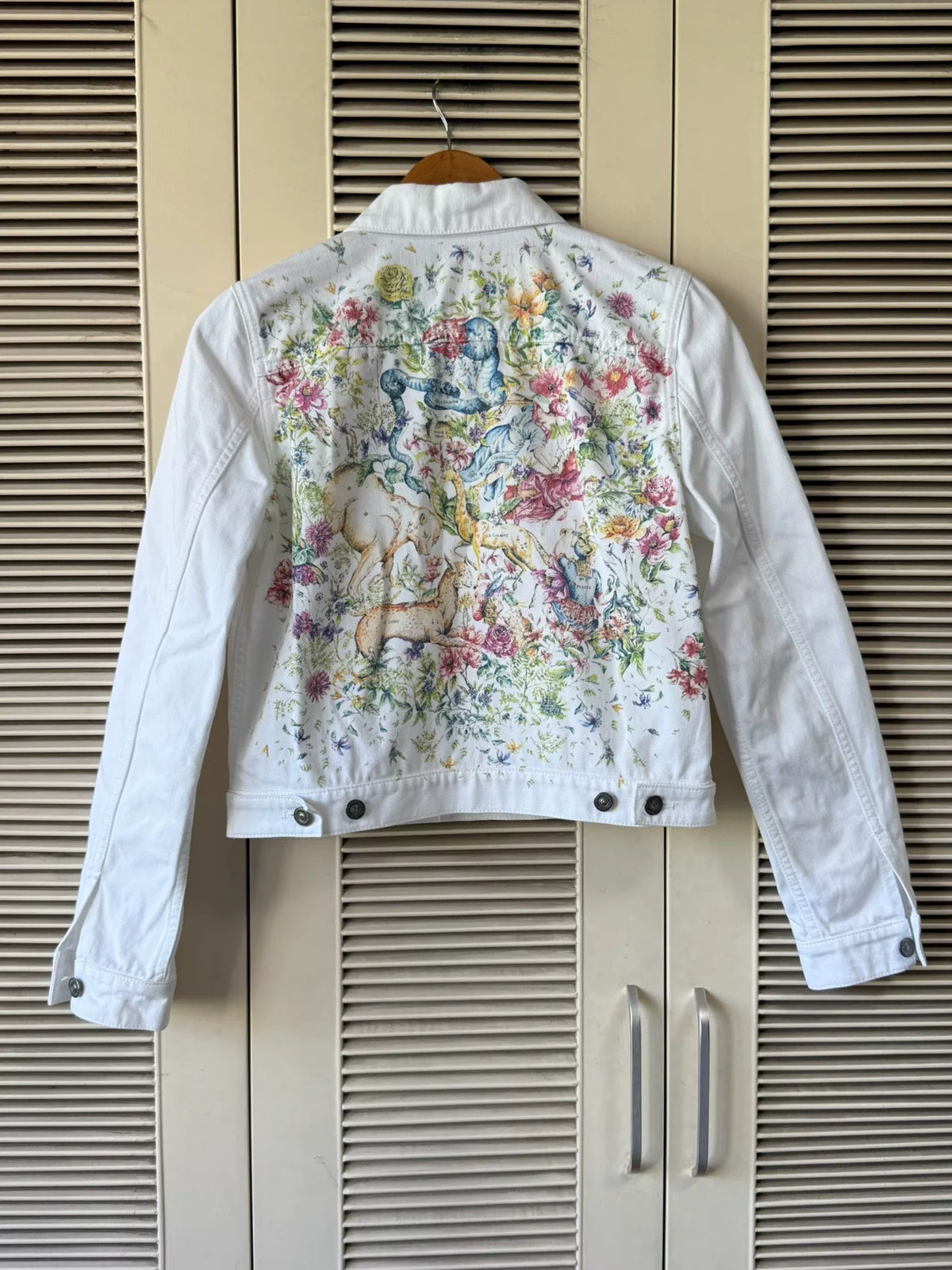 Dior Floral Cotton Embroidered White Denim Jacket
