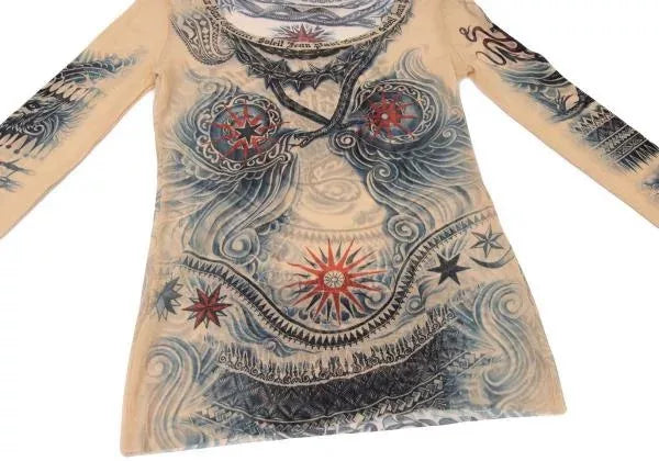 Jean Paul Gaultier Vintage Beige Floral Mesh Top