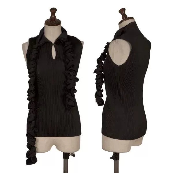 Issey Miyake Vintage Black Embellished Pleated Top