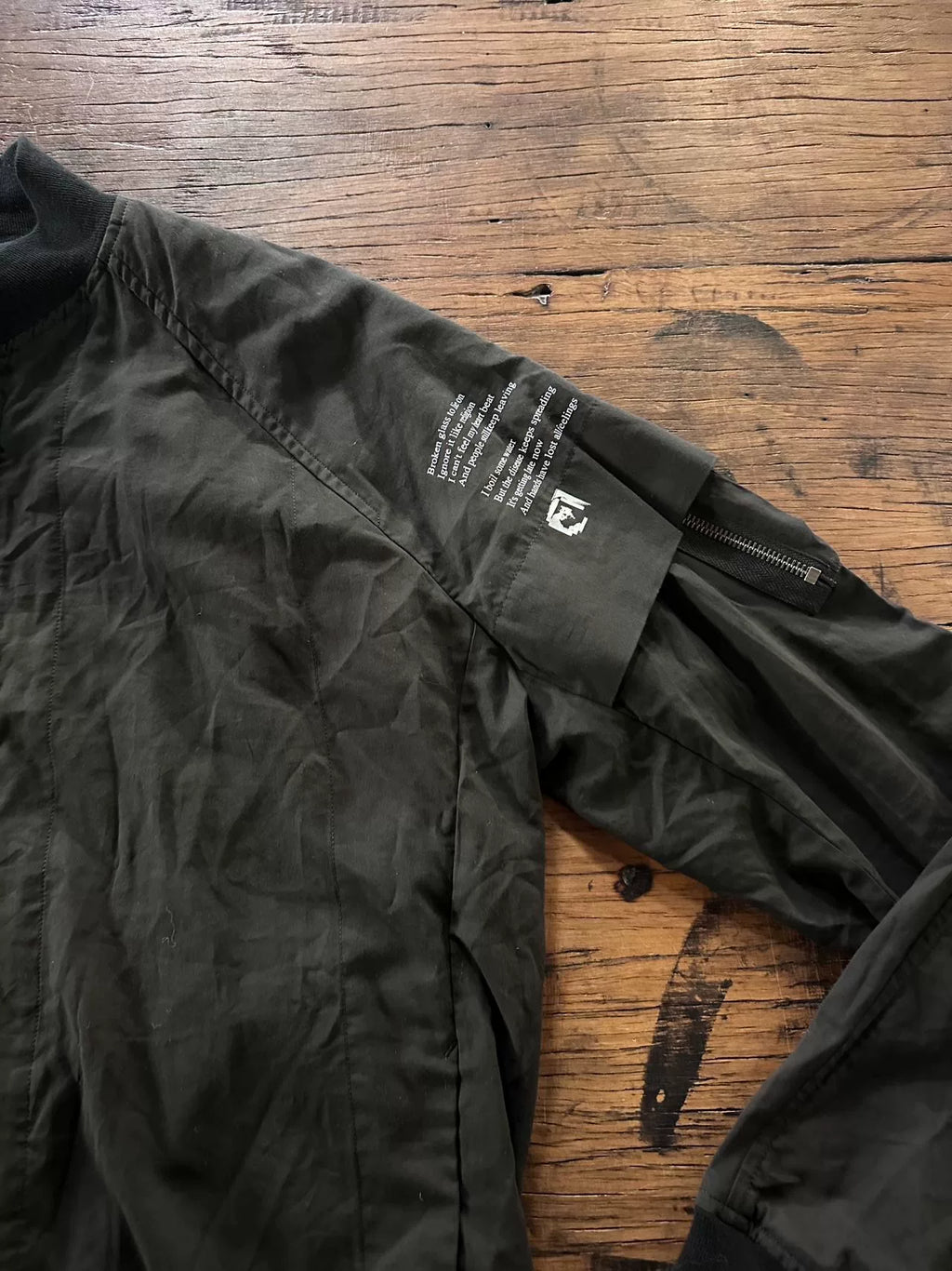 Julius AW17 Black DUST Double-Layer Sleeve Flight Jacket Viscose Cotton Jacket