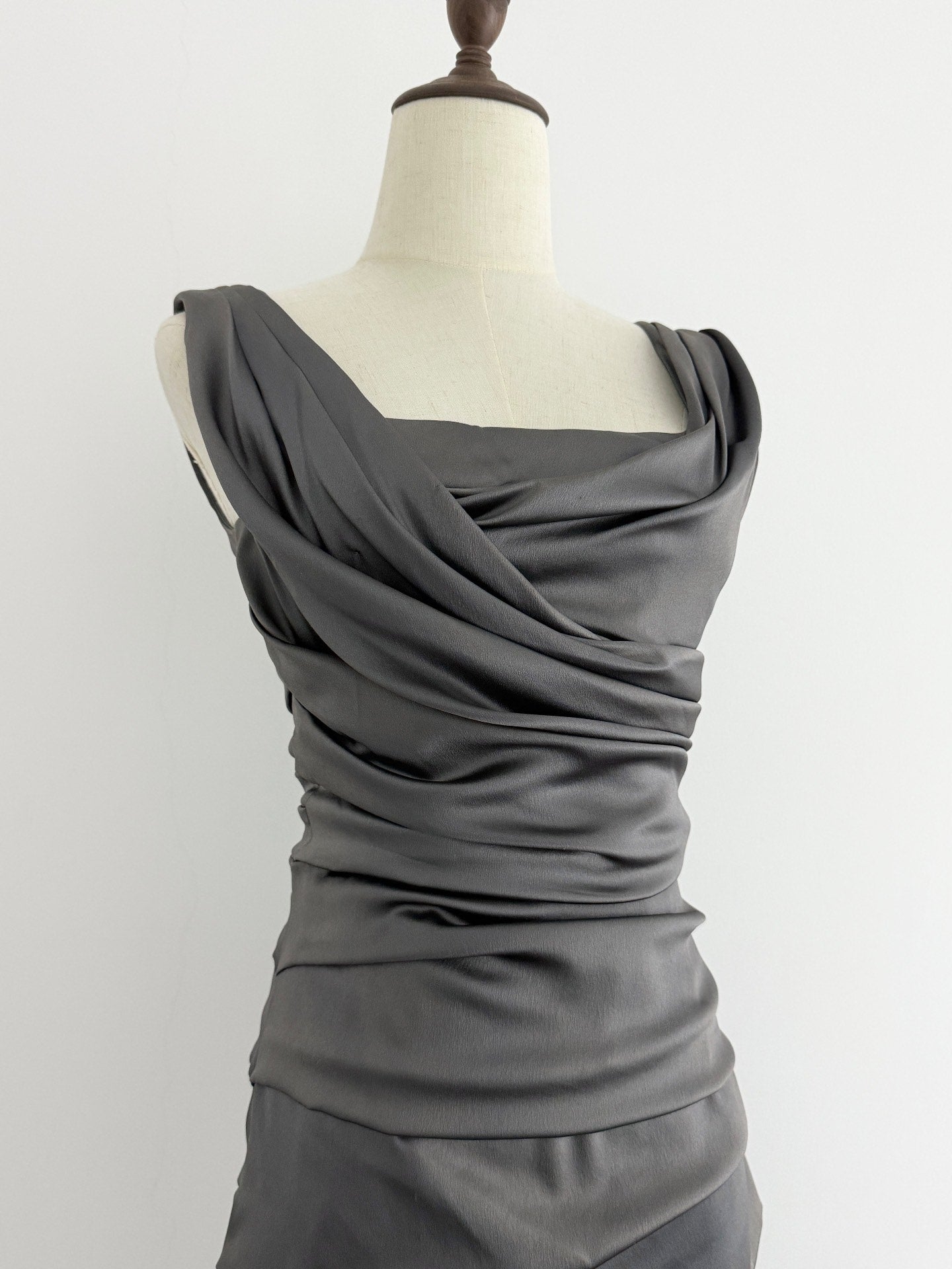 Dolce Gabbana Pleated Gray Dress - Devines