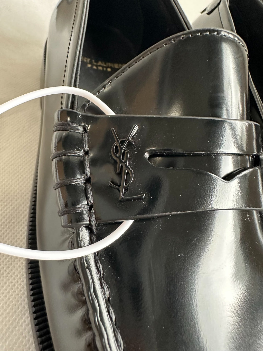 Saint Laurent Black Patent Leather Penny Loafers