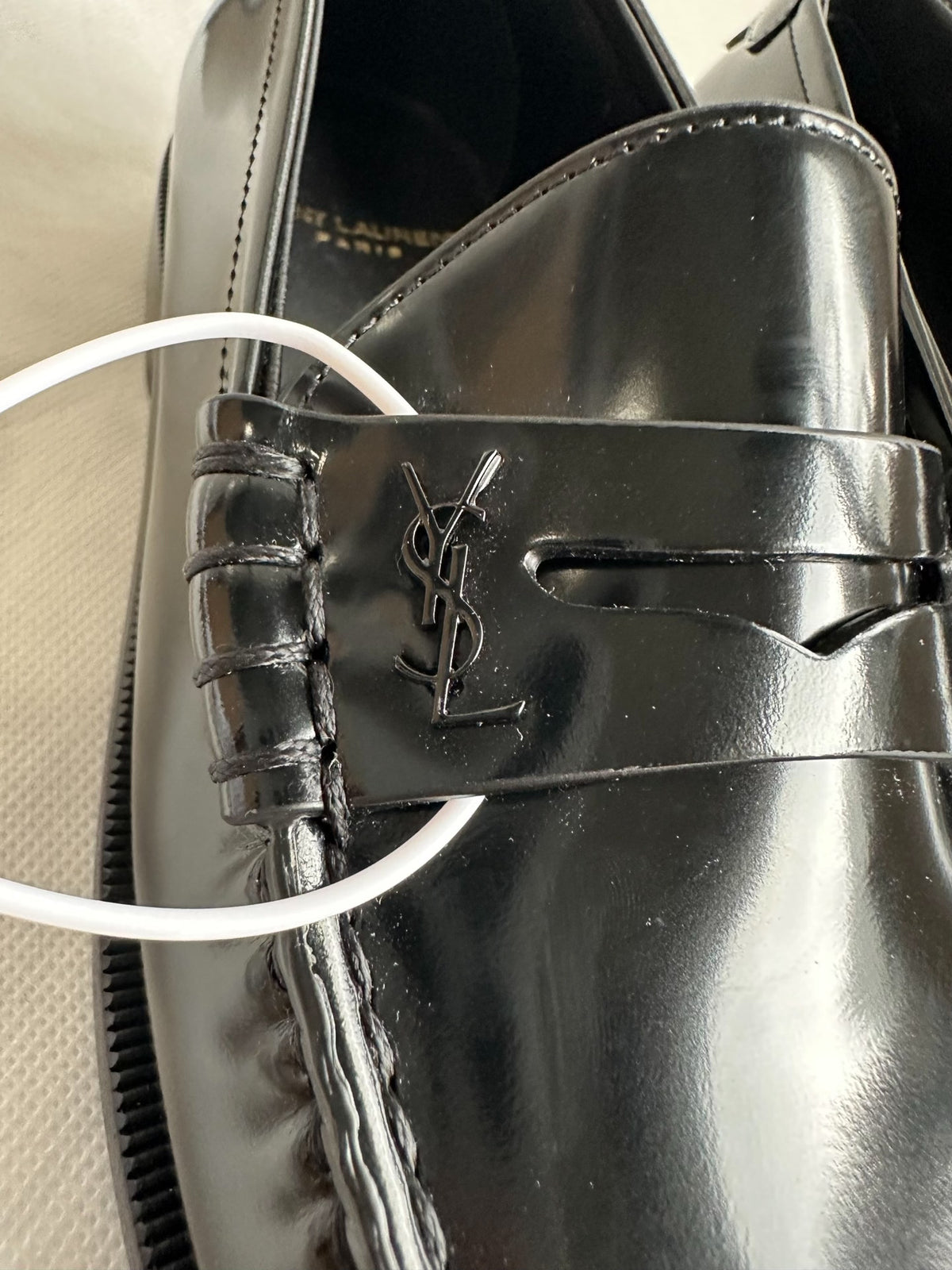 Saint Laurent Black Patent Leather Penny Loafers