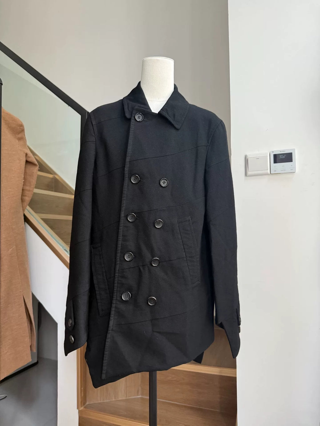 Comme des Garçons Homme Plus Runway Spiral Patchwork Double-Breasted Wool Coat