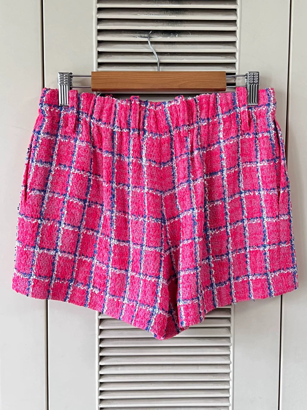 Chanel 24P Pink Tweed Shorts