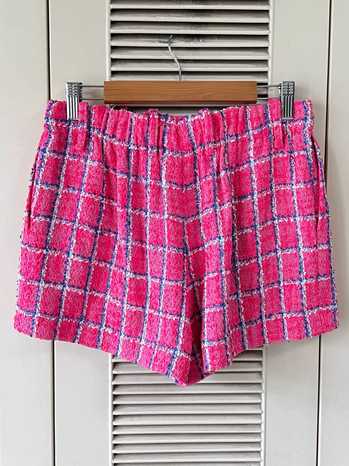 Chanel 24P Pink Tweed Shorts