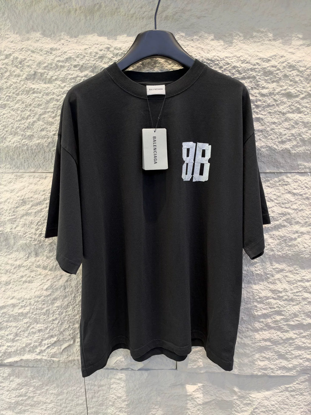 Balenciaga Black 9B Tape Print Short Sleeve T-Shirt