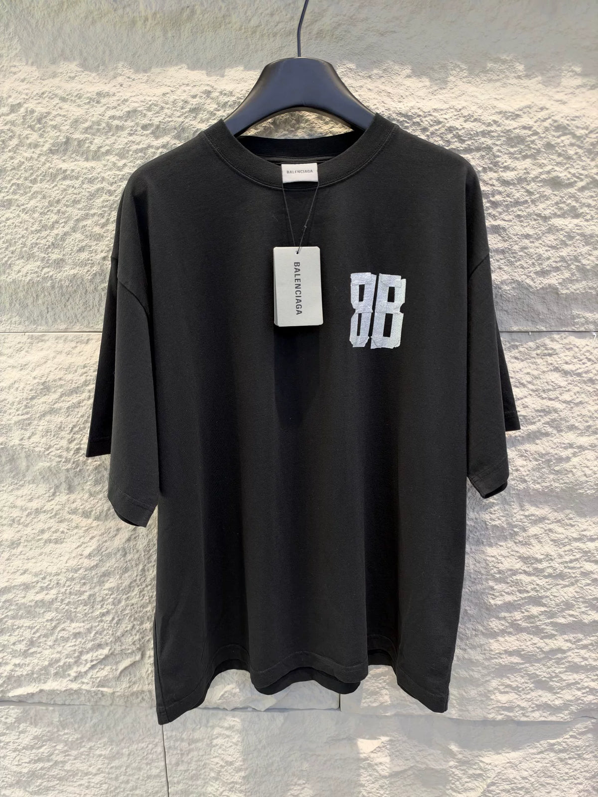 Balenciaga Black 9B Tape Print Short Sleeve T-Shirt