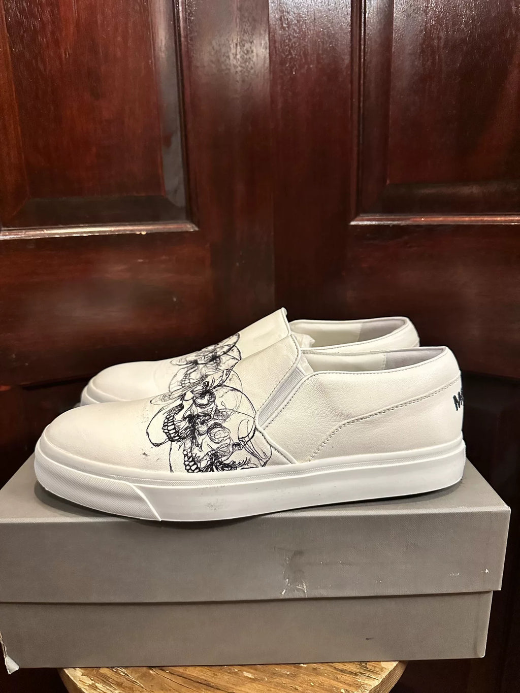 Alexander McQueen SS16 White 3D Skull Lambskin Sneakers