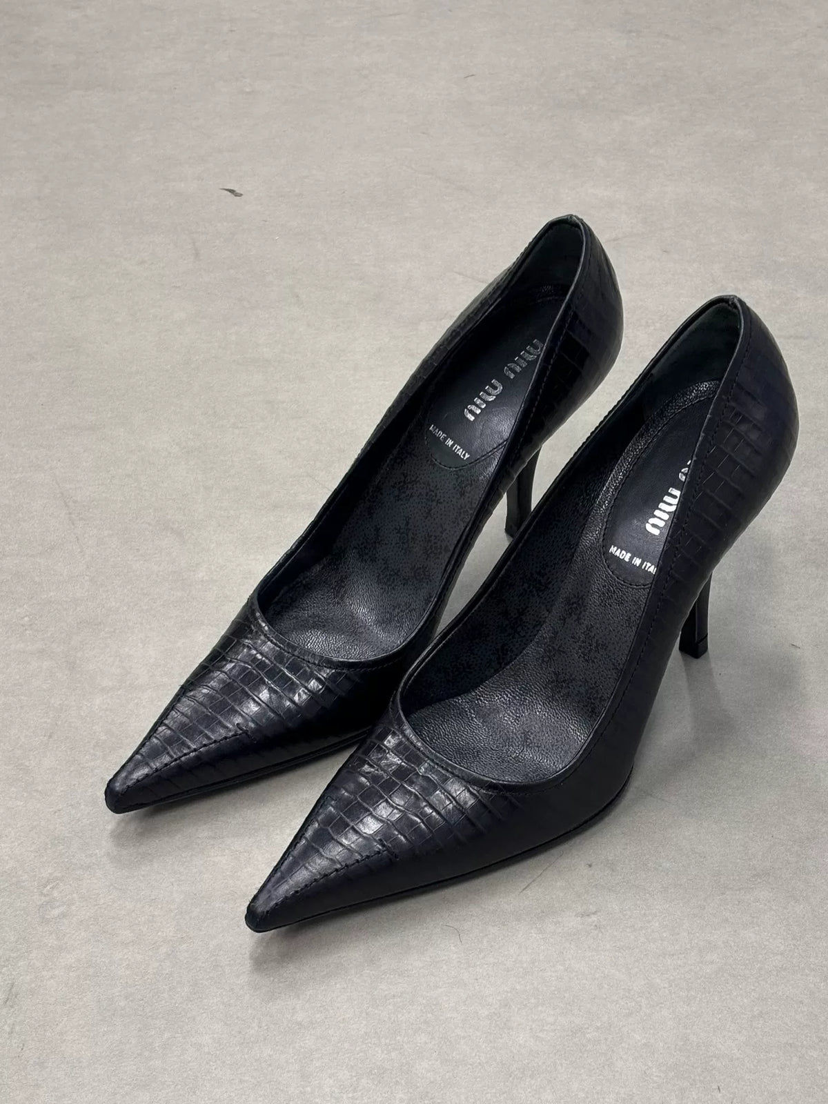 miu miu｜Crocodile-Pattern Pointed-Toe High Heels