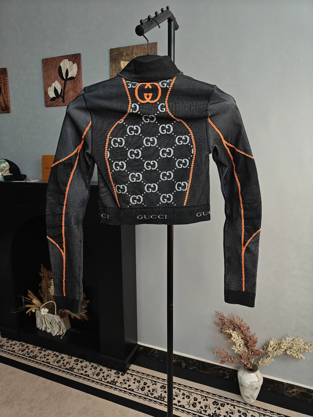 Gucci Black GG Jacquard Short Length Long Sleeve Top