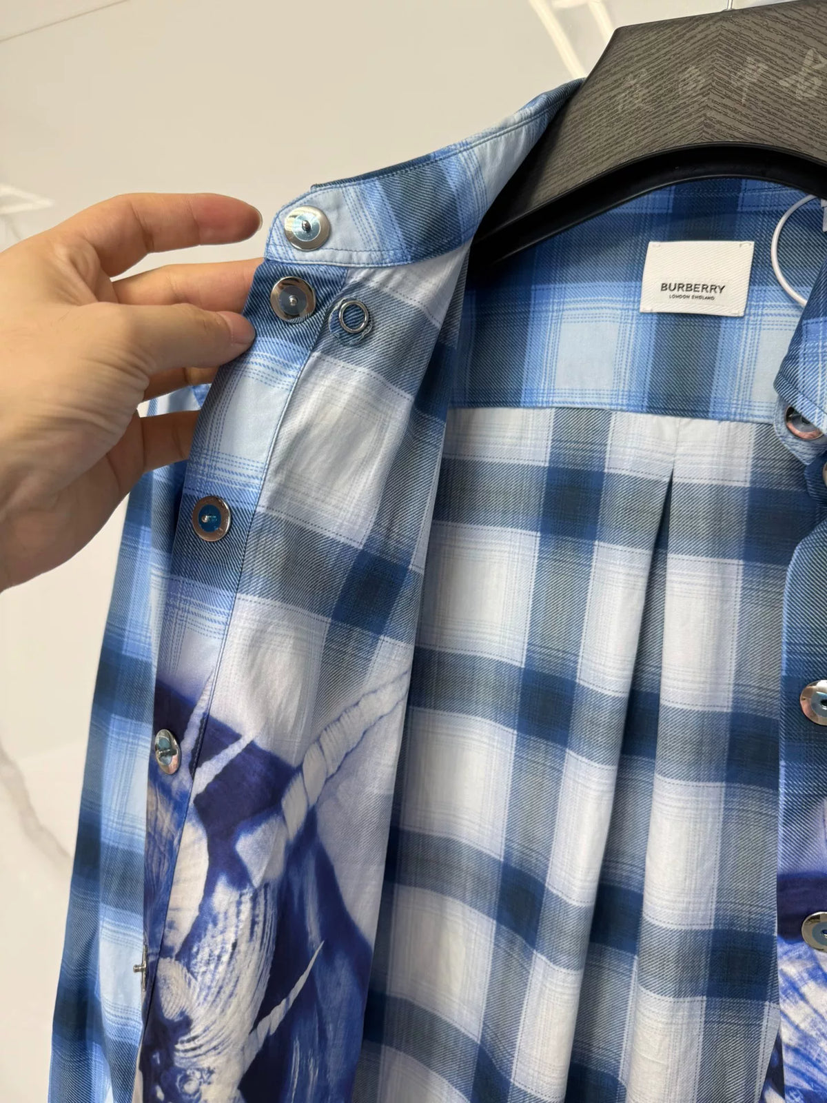 Burberry Ink Blue Ocean Pattern Shirt