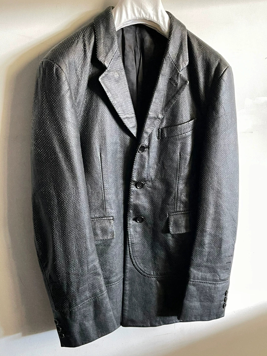 Comme des Garçons Homme Plus AD2000 Perforated Faux-Leather Patchwork Jacket