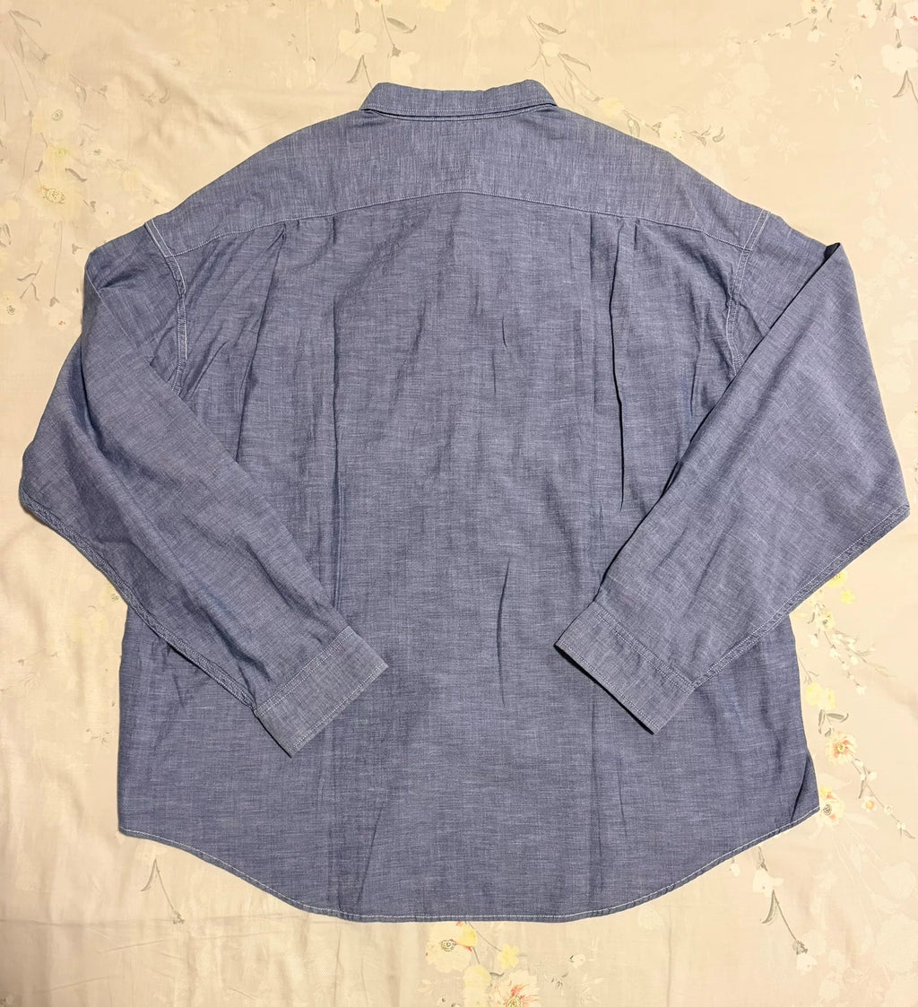 visvim SS22 Indigo Cotton Silk Washed Workwear Shirt