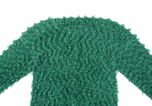 Issey Miyake Vintage Green Faux Fur Pleated Top