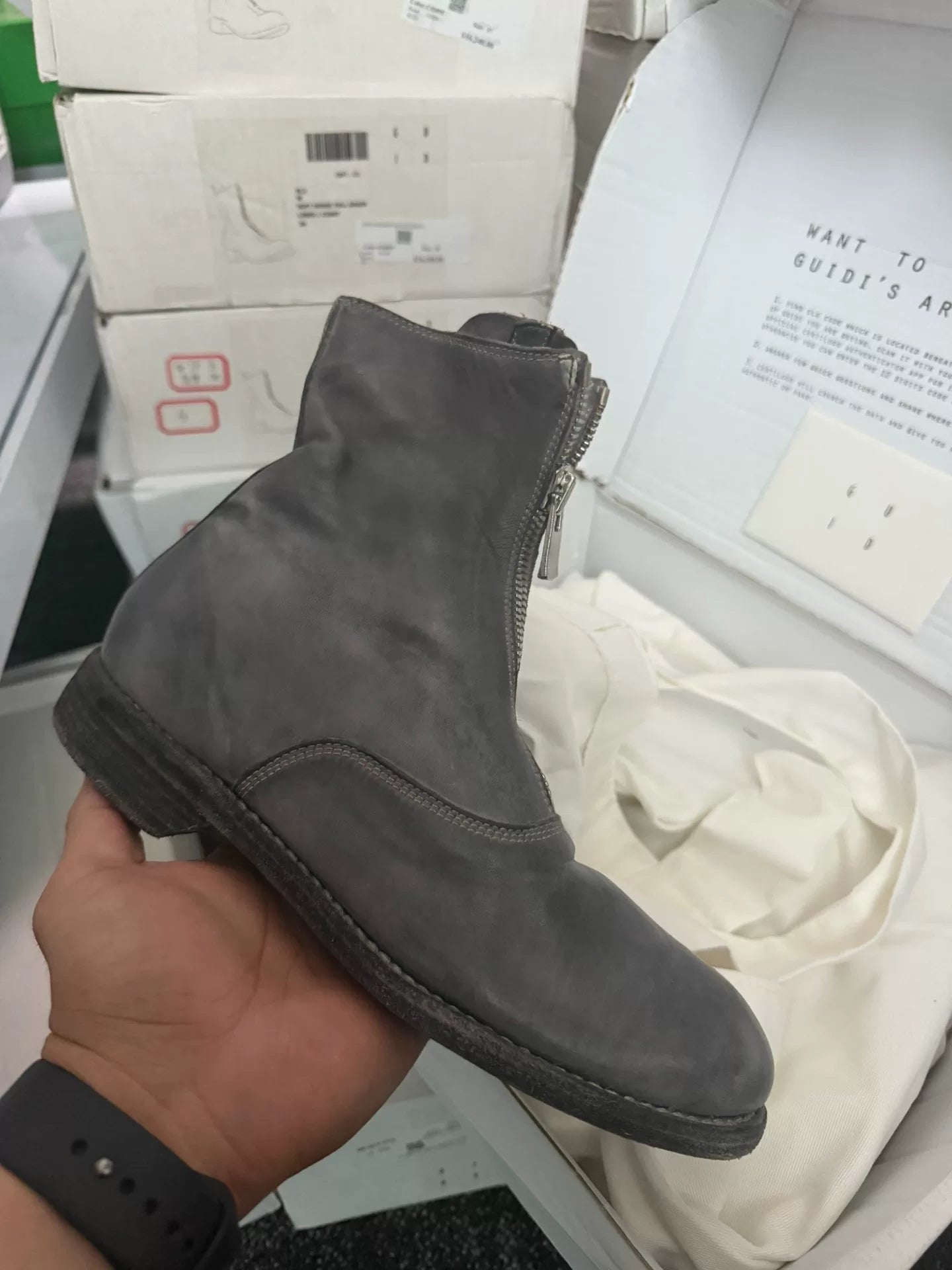 Guidi 210 Gray Zip Boots