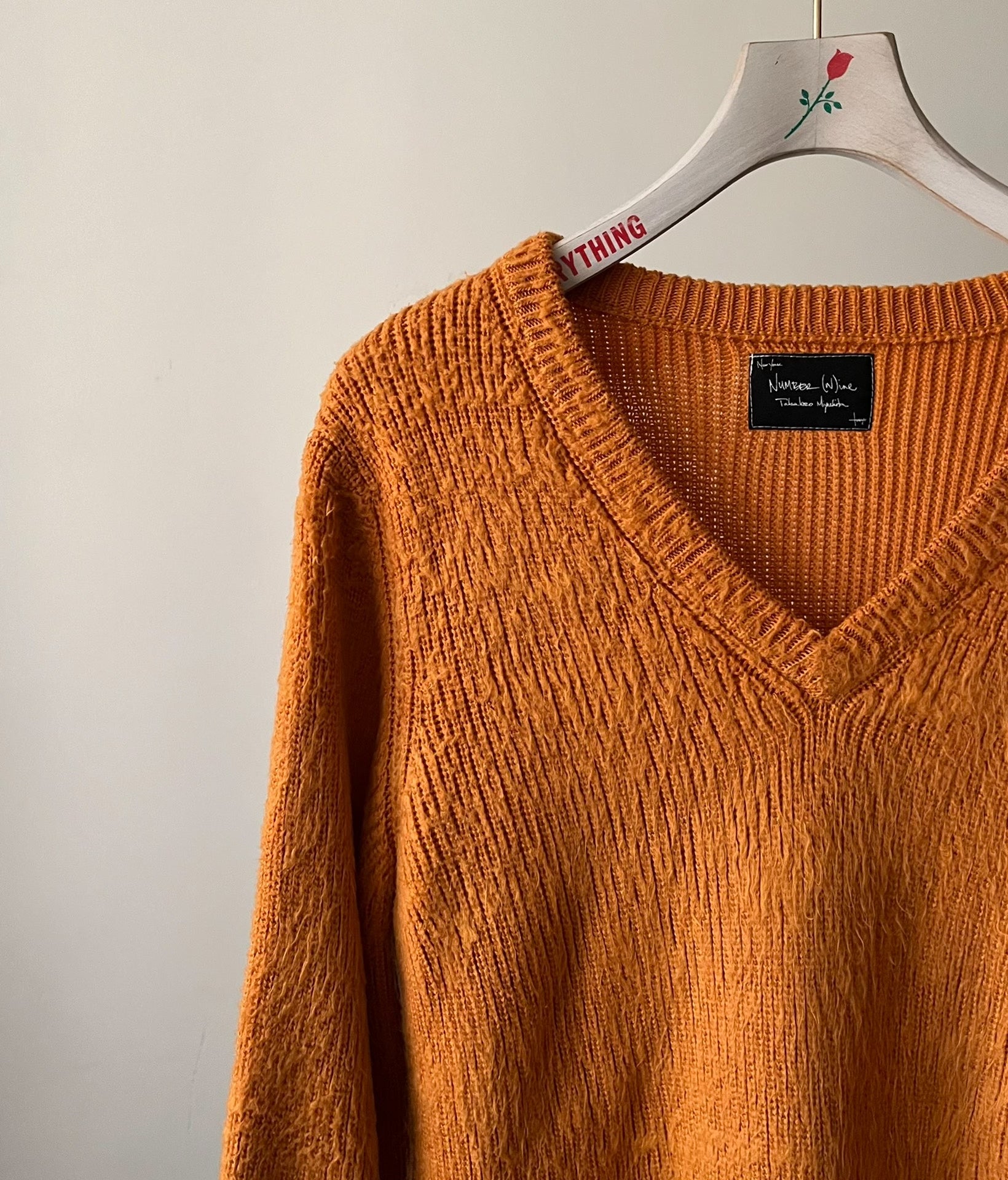Number (n)ine 03AW Grunge V Knit Sweater Orange