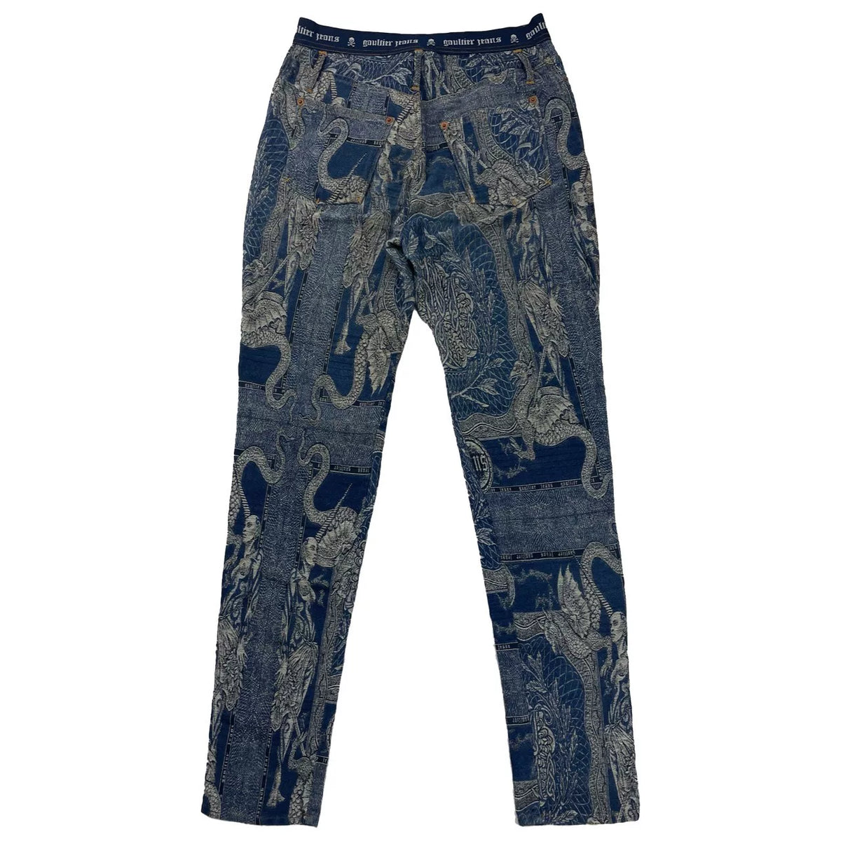 1994 Fall/Winter Jean Paul Gaultier Dragon Slayer Warrior Tribal Tattoo Jacquard Jeans