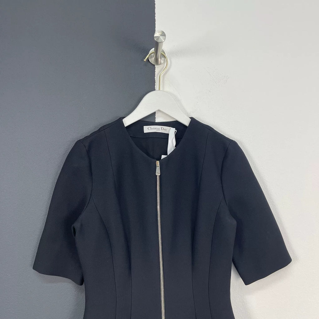 Dior Zipper Three-Quarter Sleeve Dress