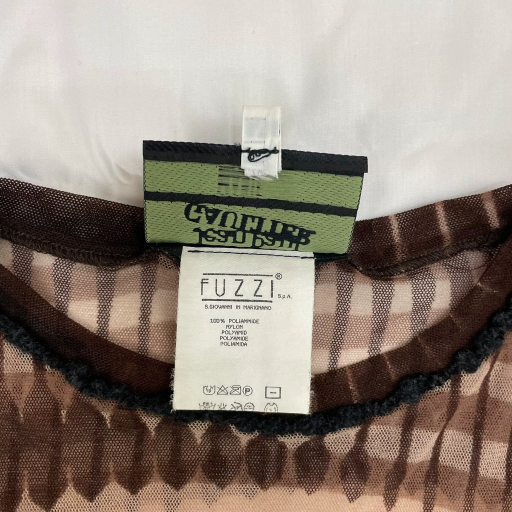 2001 Fall/Winter Jean Paul Gaultier Woman's Face Print Mesh T-Shirt