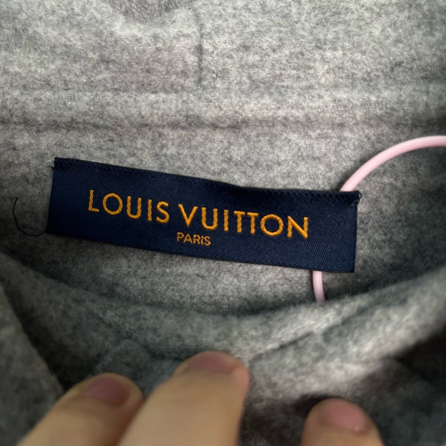 Louis Vuitton Gray Cashmere Leather Logo Hoodie