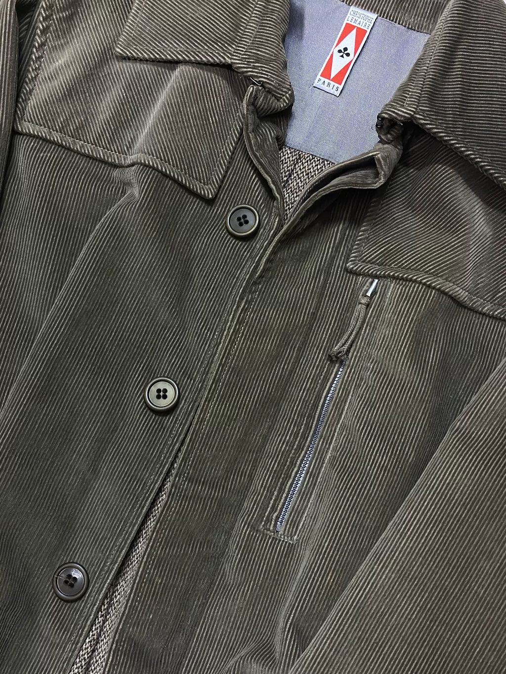 LEMAIRE Olive Green Corduroy Coat