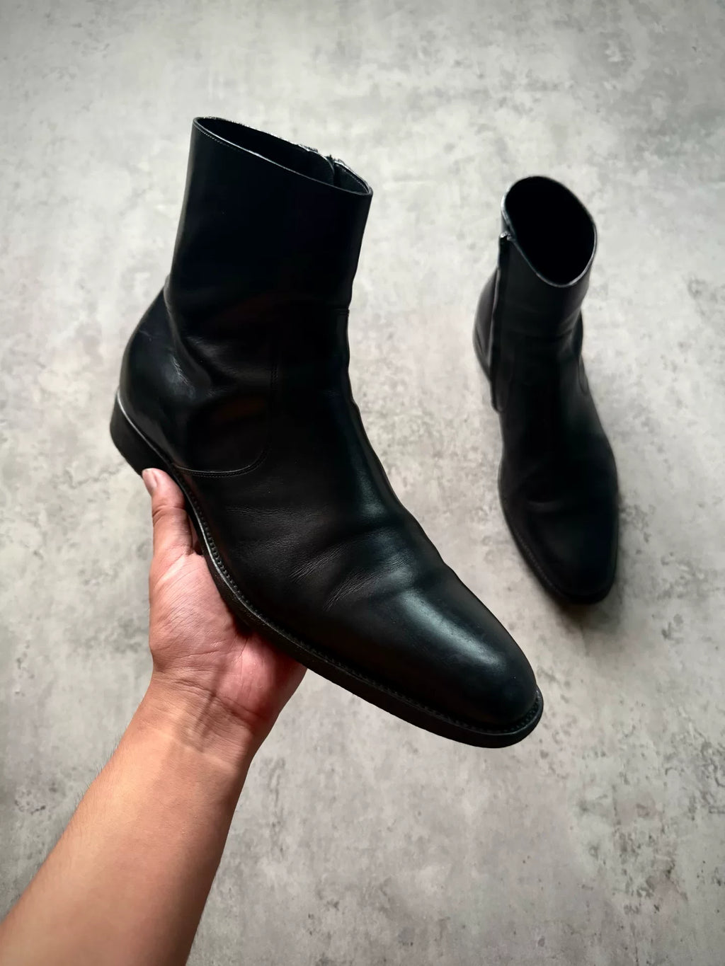 Saint Laurent Paris 13AW Black Leather Side Zip Chelsea Boots by Hedi Slimane