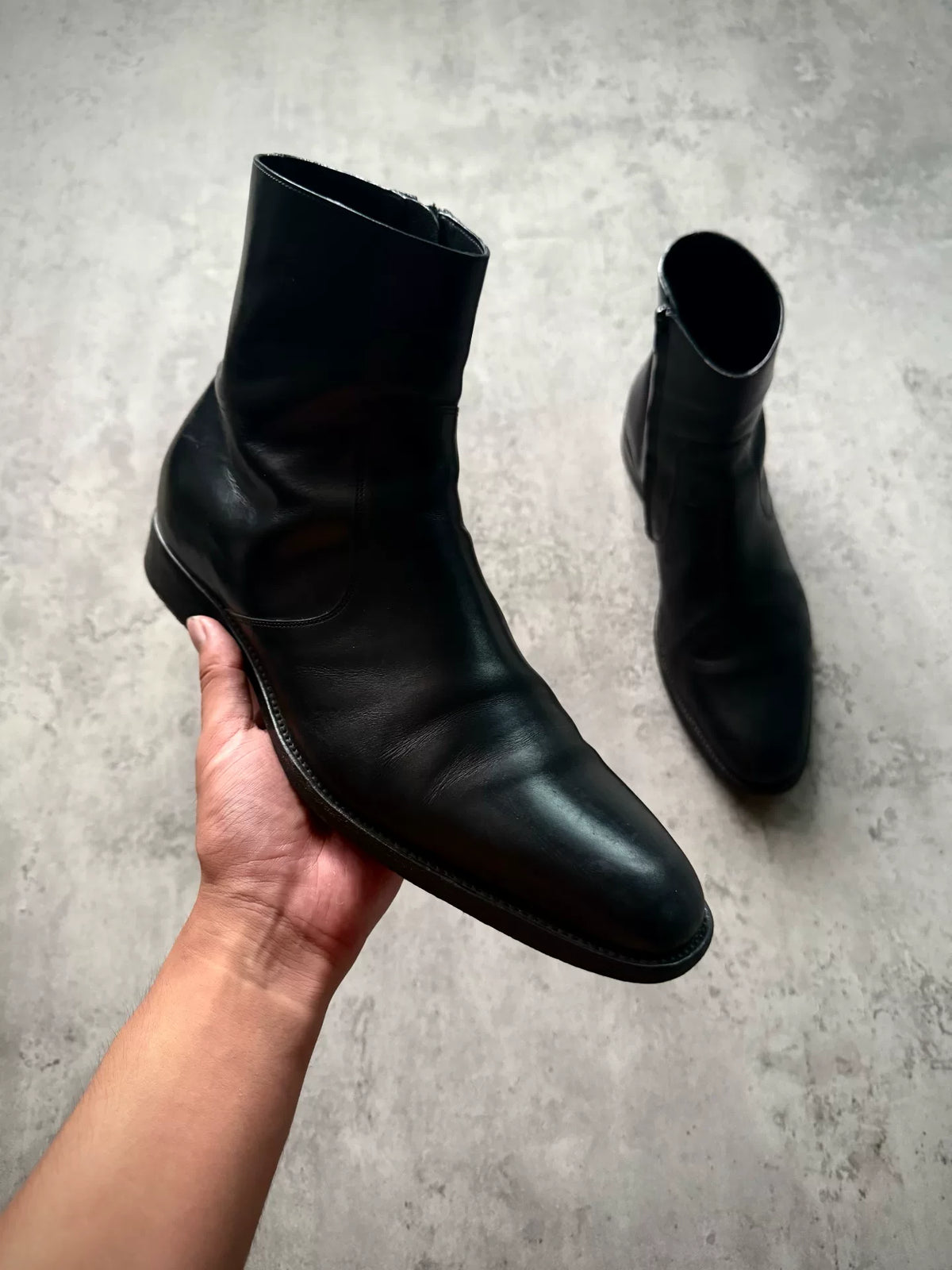 Saint Laurent Paris 13AW Black Leather Side Zip Chelsea Boots by Hedi Slimane