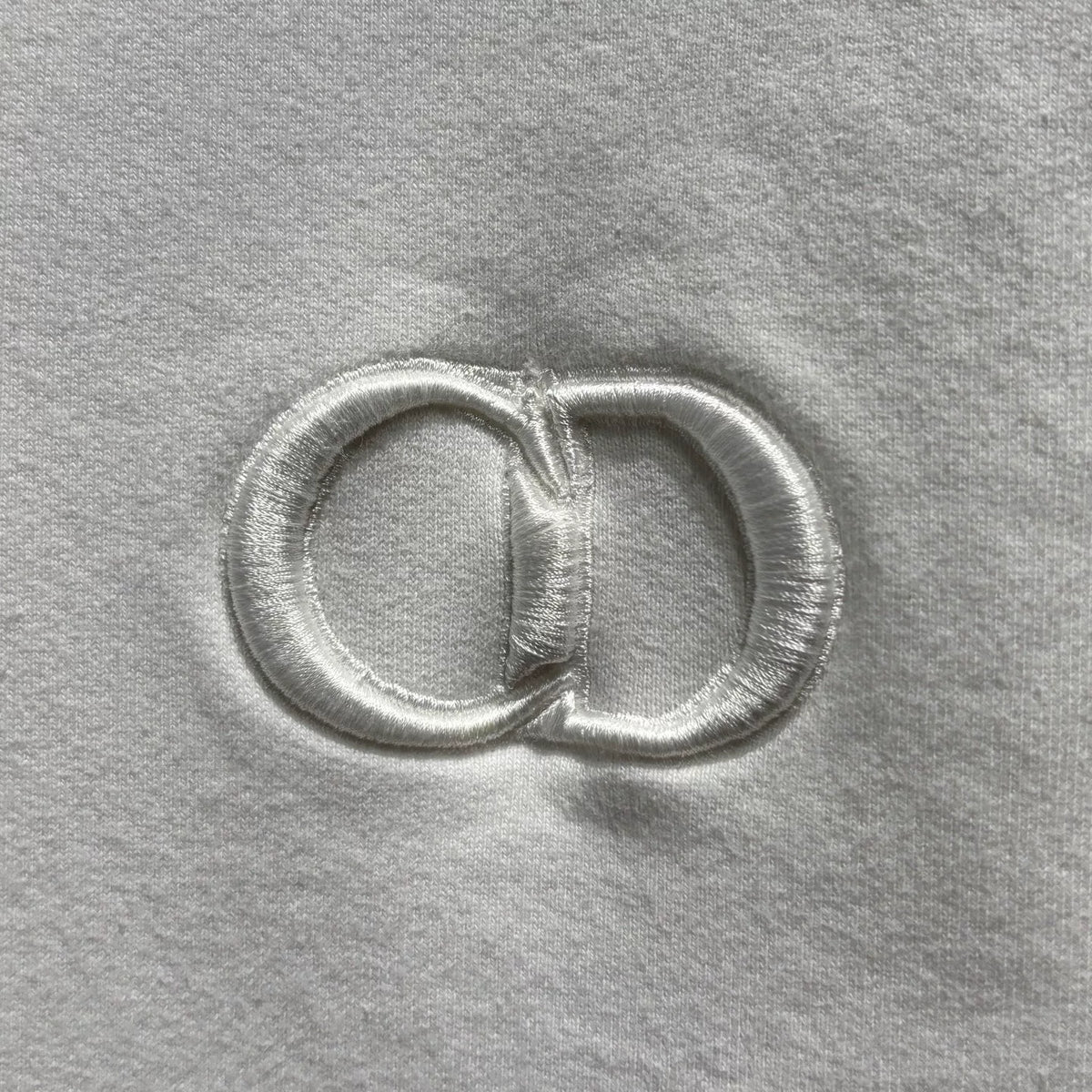 Dior White CD Letter Embroidered Combed Cotton Hooded Sweater
