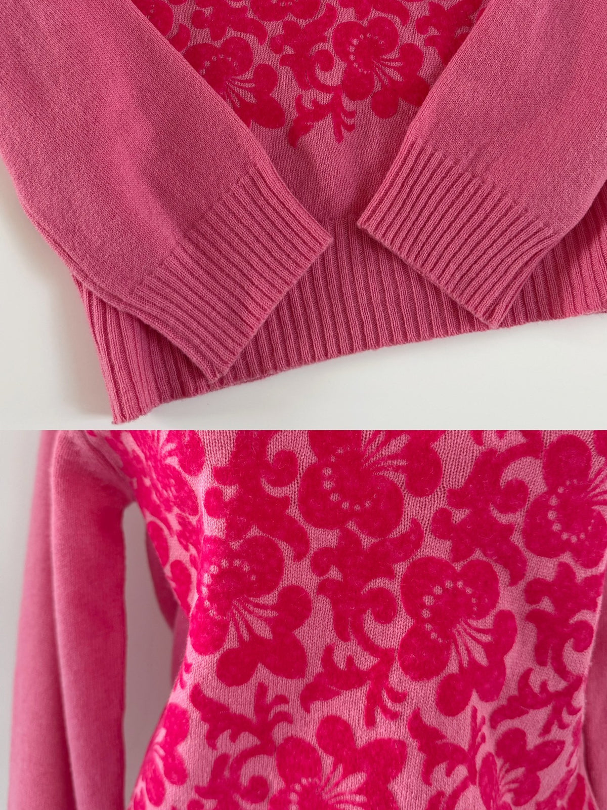 Comme Des Garcons Rei Kawakubo 1999 pink fleece floral pullover sweater