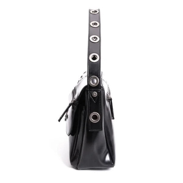 Jean Paul Gaultier Black leather rivet‑decorated under‑arm bag